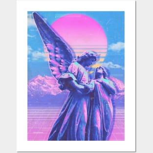 angel statue synthwave Posters and Art